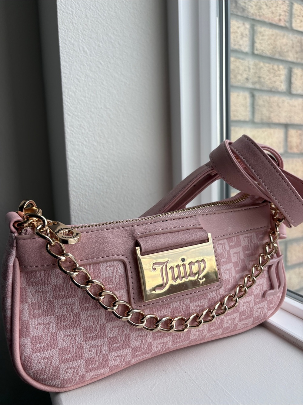 Juicy Couture Dusty Rose Mini Shoulder Bag with Gold Hardware